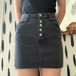 Button Up Black Denim Skirt